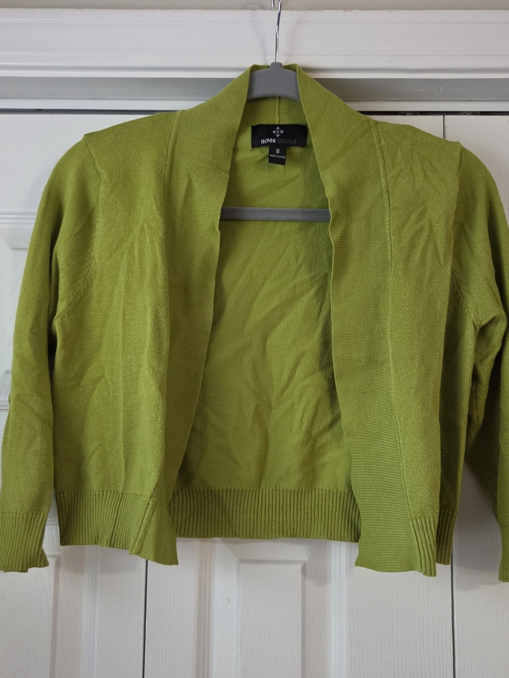 Ronni Nicole Open-Front Cardigan Sweater - Lime